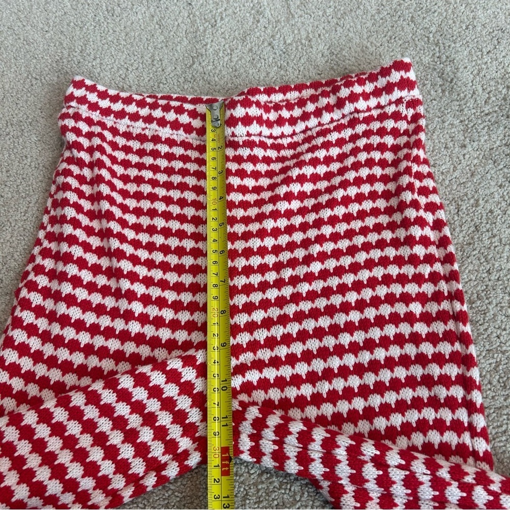 Zara red white knit high waisted flare stretchy pull on pants 70’s hippie retro - Picture 9 of 12